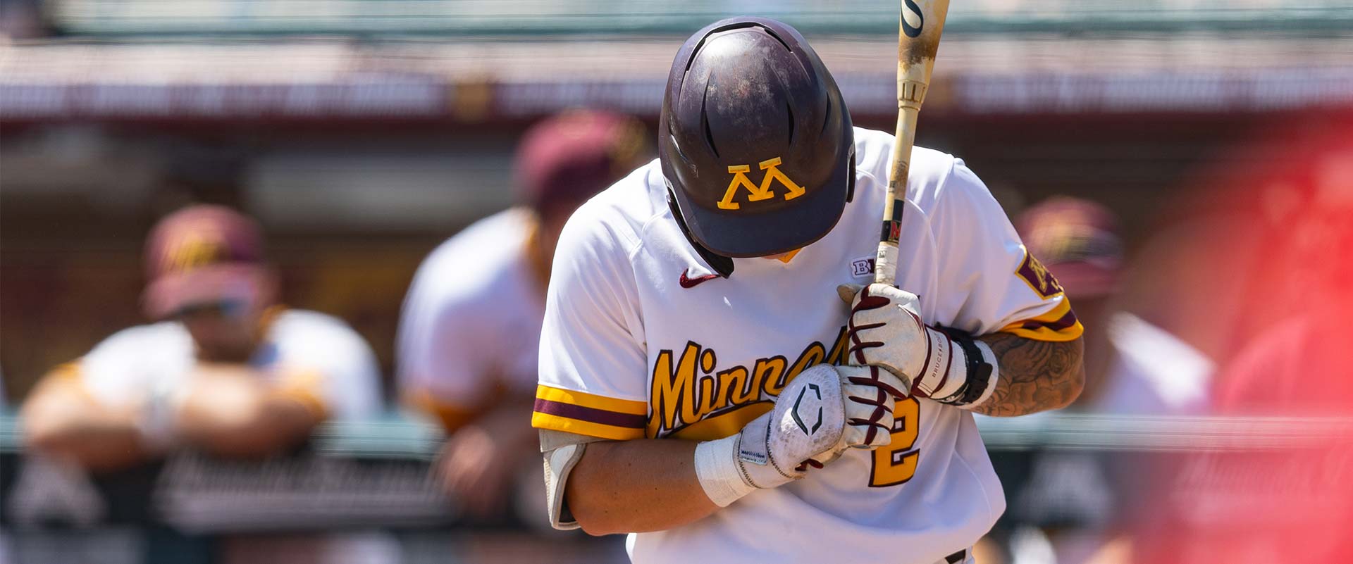 Baseball player holding bat