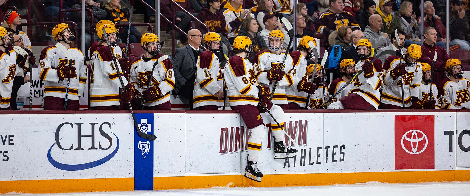 Hockey players rink side