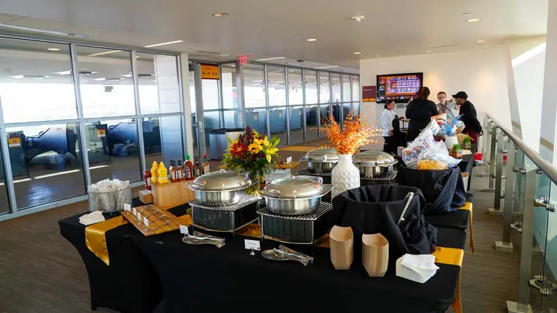 Catering setup in loge area