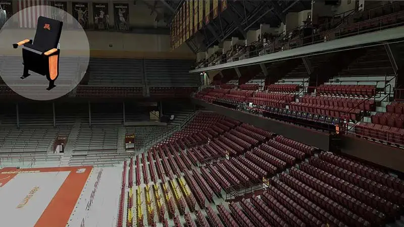 View of seats in empty arena